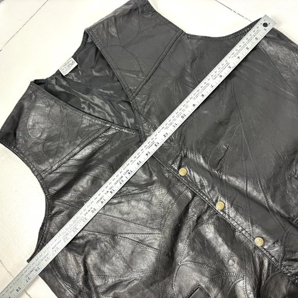 Moto Western 100% Leather Patchwork Vest EUC Vtg Size XXL - Picture 6 of 11